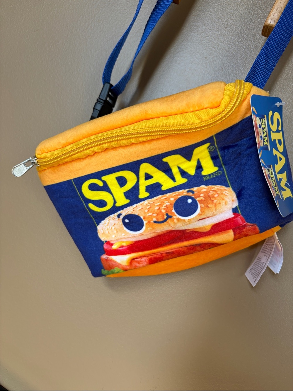 Fiesta Blue & Yellow SPAM Character Crossbody Bag with Orange Trim - Picture 3 of 3